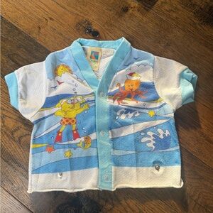 Vintage Carter’s Terry Shirt 3T Ocean Nautical Print Snap Front